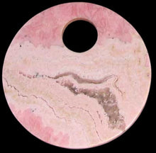 Load image into Gallery viewer, Natural, Untreated Lacy Pink Rhodochrosite 50mm Pi Circle Pendant Bead
