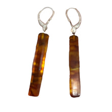 Load image into Gallery viewer, Amber Rectangle Dangle Sterling Silver Earrings | 2&quot; Long | Amber | 1 Pair |
