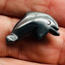 Load image into Gallery viewer, Unique One Carved Hematite Jumping Dolphin Animal Beads
