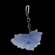 Load image into Gallery viewer, Hand Carved Natural Blue Chalcedony Flower Sterling Silver Pendant | 1&quot; Long |
