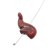 Load image into Gallery viewer, Carved One Animal Brecciated Jasper Whale Beads | 21x11x9mm | Red, Grey
