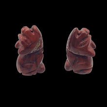 Load image into Gallery viewer, New Moon 2 Carved Red Jasper Wolf Coyote Beads | 21x11x8mm | Red
