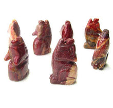 Load image into Gallery viewer, New Moon 2 Carved Red Jasper Wolf Coyote Beads | 21x11x8mm | Red
