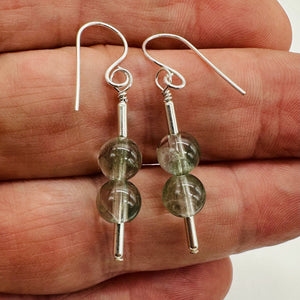 Sparkling Actinolite Quartz Sterling Silver Earrings | 1 1/2" long | 1 Pair |