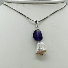 Load image into Gallery viewer, Pearl Triangle and Amethyst Sterling Silver Pendant | 1 1/4&quot; Long | White, Red |
