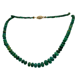 Emerald Graduated 3 to 7mm Rondelle Necklace | 26" Long | 77 tcw | Green |