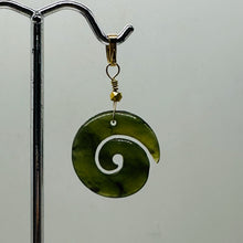 Load image into Gallery viewer, Jade New Zealand Maori Koru Sterling Silver Pendant | Green | 1&quot; Long |
