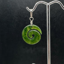 Load image into Gallery viewer, Jade New Zealand Maori Koru Sterling Silver Pendant | Green | 1&quot; Long |
