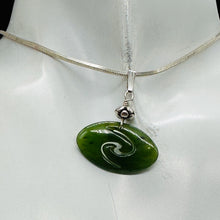 Load image into Gallery viewer, Jade New Zealand Maori Koru Sterling Silver Pendant | Green | 1&quot; Long |

