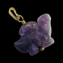Load image into Gallery viewer, Dinosaur Carved Amethyst Stegosaurus 14Kgf Pendant | 1 inch long | Purple |
