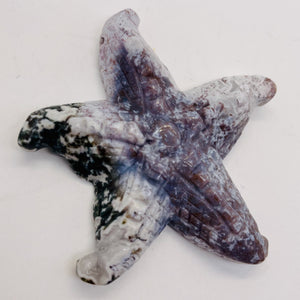 Tree Agate Carved Starfish Pendant Bead | 60x58x11mm | Gray White | 1 Bead |