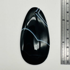 Sardonyx Designer Pendant Bead | Black, White | 64x33x6mm | 1 Bead |