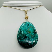 Load image into Gallery viewer, USA Natural Chyrsocolla 14K Gold Filled Pendant | Green, Blue | 2 1/4&quot; Long |
