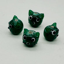 Load image into Gallery viewer, Kitty Cat Ceramic Round Beads | 15mm | Juniper Green | 4 Beads |
