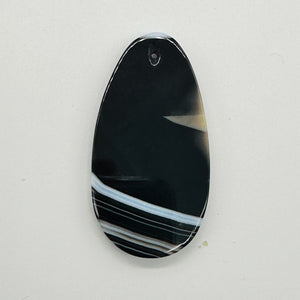 Sardonyx Focal Pendant Bead | Black, White | 60x33x6mm | 1 Bead |