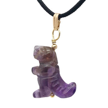 Load image into Gallery viewer, Purple Dinosaur Amethyst Tyrannosaurus Rex 14K Gold-Filled Pendant
