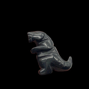 T-Rex Dinosaur Carved Obsidian Tyrannosaurus Rex Figurine | 21x18.5x7mm | Black