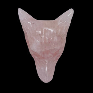 Rose Quartz Carving Wolf Head Pendant Bead | 40x30x10mm | Pink | 1 Bead |
