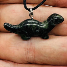 Load image into Gallery viewer, Kambaba Jasper Diplodocus Dinosaur Pendant | 3/4&#39; Long | Black, Green |
