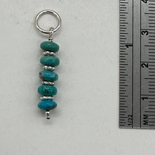 Load image into Gallery viewer, Turquoise Natural Rondelles Sterling Silver Pendant | Blue | 1 1/4&quot; Long |
