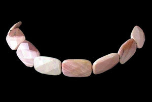 Two (2) Pink Mookaite Faceted 25x18mm Rectangular Beads