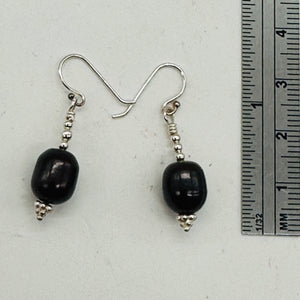 Black Cherry Freshwater Pearl Earrings | 1 1/4" Long | 12x8mm Pearls | 1 Pair |