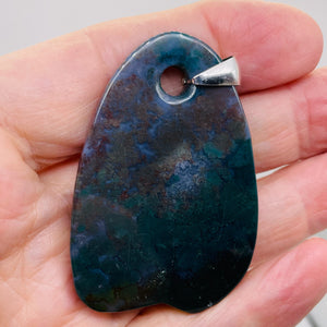 Hand Carved Bloodstone Jasper Sterling Silver Pendant | 2 1/4" Long | 1 Pendant |