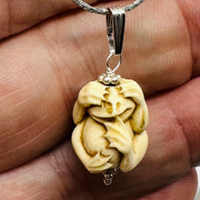 Load image into Gallery viewer, Hear No, See No, Speak No Evil Monkey Mammoth Bone Sterling Silver Pendant
