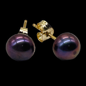 Pearl 14K Gold Round Post Earrings| 6mm | Lavender | 1 Pair |