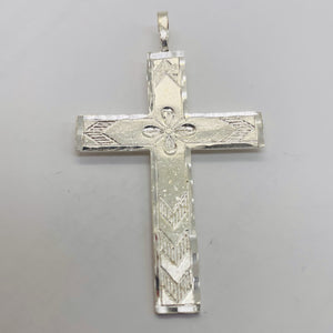 Sterling Silver Unique Designer Cross | 2" Long | Silver | 1 Pendant