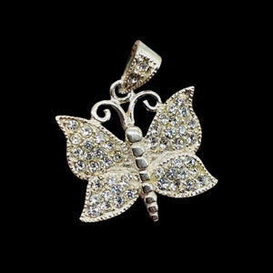 Butterfly Marcasite Sterling Silver Pendant | 1" Long | Silver | 1 Pendant