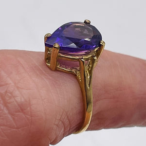 Amethyst Pear Cur 10K Yellow Gold Ring | Size 6.75 | Purple | 1 Ring |