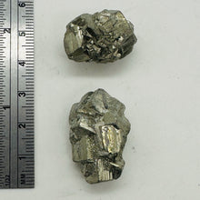 Load image into Gallery viewer, Pyrite Crystal Nugget Beads | 28x19x15mm to 29x17x16mm | Silver Gold | 2 Beads |
