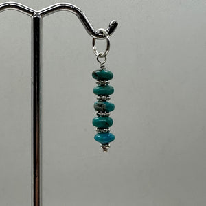 Turquoise Natural Rondelles Sterling Silver Pendant | Blue | 1 1/4" Long |