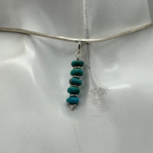 Load image into Gallery viewer, Turquoise Natural Rondelles Sterling Silver Pendant | Blue | 1 1/4&quot; Long |
