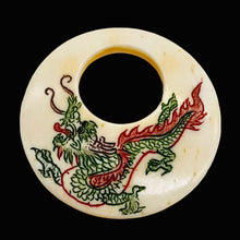 Load image into Gallery viewer, Dragon Round Pendant Bead | 35x4mm | Red White Green | 1 Bead |
