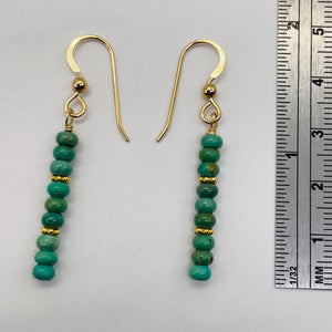 Unique Natural USA Blue Turquoise 14K Gold Filled Earrings | 2" Long |