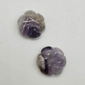 Bloomer 2 Carved Amethyst Rose Flower Beads 009290Aml