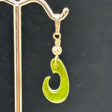 Load image into Gallery viewer, Jade Maori Hai Matau Fishhook Sterling Silver Pendant | Green | 1 1/4&quot; Long |
