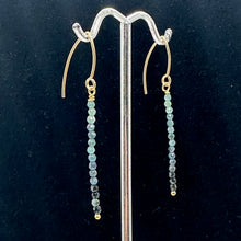 Load image into Gallery viewer, Sapphire AAA Faceted Bead Yellow Gold Earrings | Blue, Dark Blue | 2" Long|
