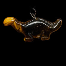 Load image into Gallery viewer, Tiger Eye Diplodocus Dinosaur Pendant | 3/4&#39; Long | Bronze | 1 Pendant Necklace|
