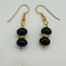 Load image into Gallery viewer, Rainbow Obsidian Round Bead and Yellow Gold Earrings

