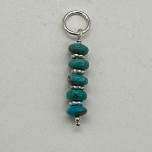 Turquoise Natural Rondelles Sterling Silver Pendant | Blue | 1 1/4" Long |