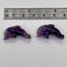 Load image into Gallery viewer, Jumping 2 Carved Amethyst Dolphin Beads | 25x11x8mm | Purple
