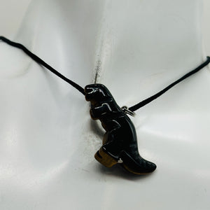 Tigereye Tyrannosaurus Rex Dinosaur Pendant Necklace | 3/4' Long | Bronze |