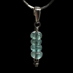 Tourmaline Beads Sterling Silver Pendant | Blue | 1" Long |
