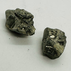 Pyrite Crystal Nugget Beads | 19x16x13 to 19x14x14mm | Silver Gold | 2 Beads |