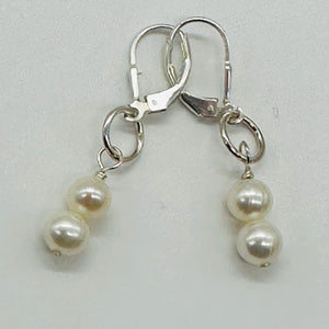 AAA Natural White 6.5-6mm Pearl Solid Sterling Silver Earrings 304499B