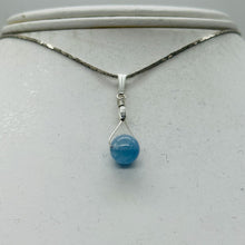 Load image into Gallery viewer, Aquamarine Sterling Silver Wire Wrap Spinner Pendant | 1" Long | Blue |

