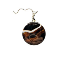 Load image into Gallery viewer, Sardonyx Agate 40mm Coin Sterling Silver Pendant | Black | 2&quot; Long |
